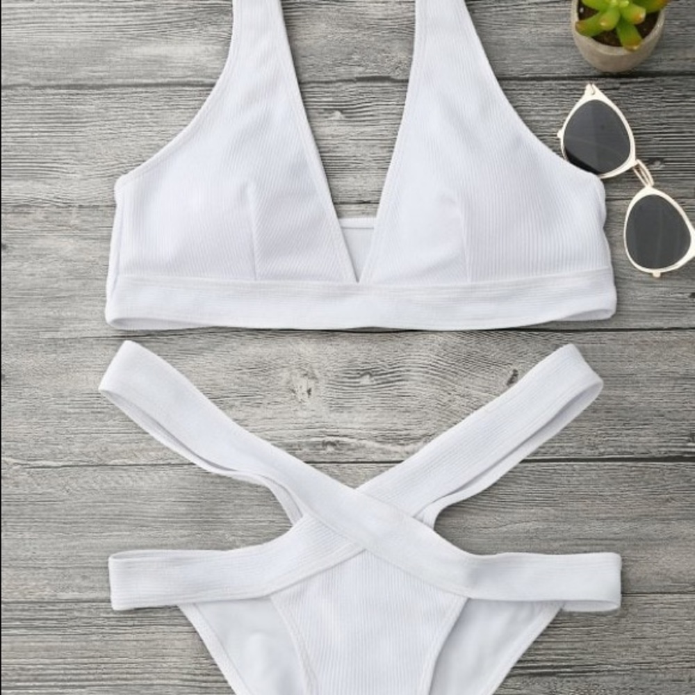 Plunge Midi Bikini Top And Bandage Bottoms